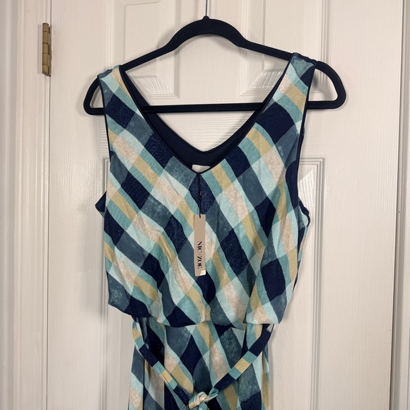 Nic + Zoe PAINTED PLAID BIANCA DRESS Aqua LARGE - Picture 5 of 8
